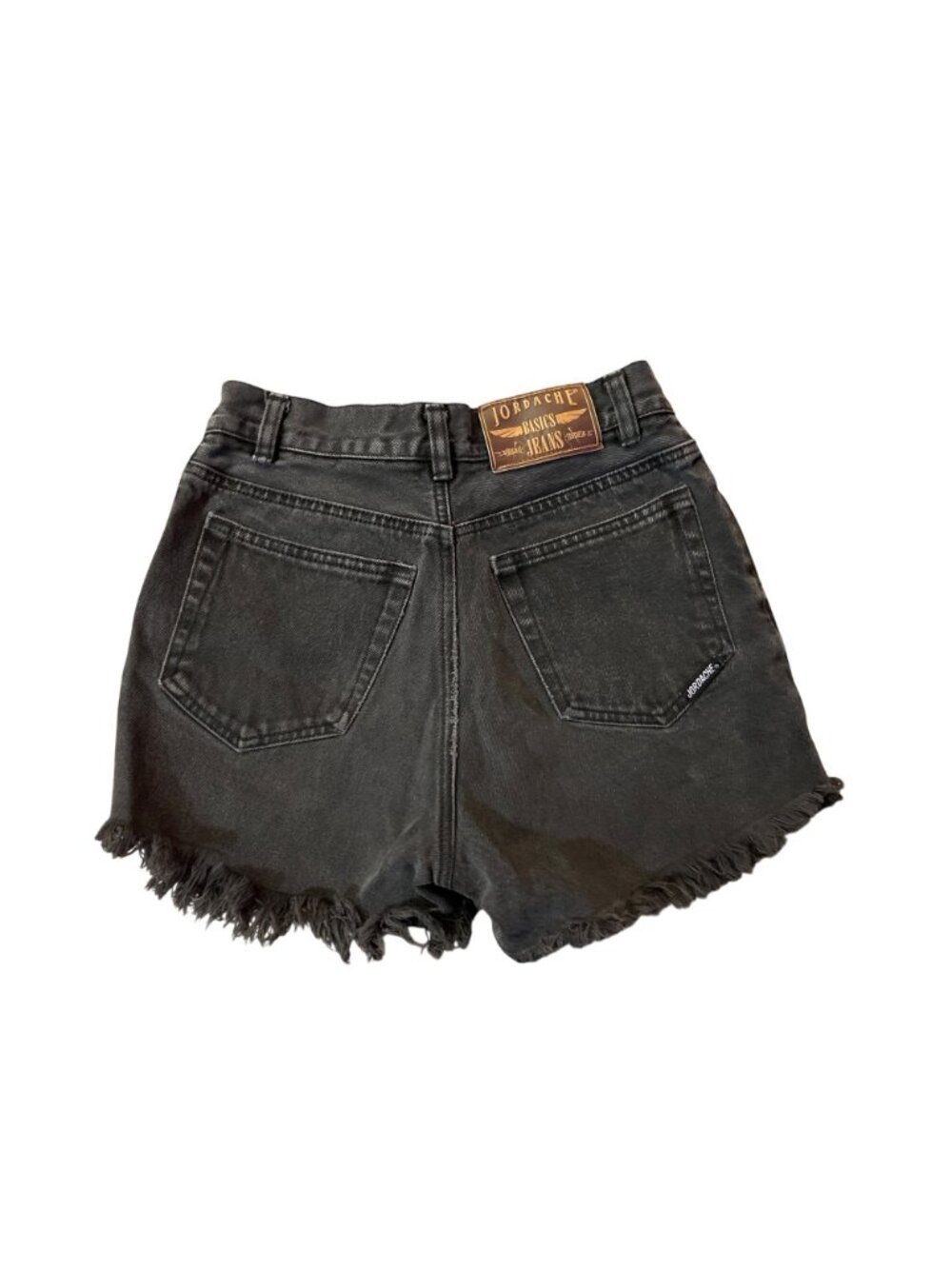 Vintage Jordache Black Denim Shorts Raw Hem Juniors 7/8 Used Y2K - Picture 4 of 14